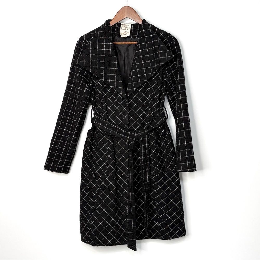 Tulle Black and White Plaid Checker Print Jacket Size Small